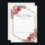Cartão De Conselho Fábricas Douradas de Casamentos Brancos Roxos<br><div class="desc">Chic Cassis Purple, elegante e formal Newlyws Wish & Advice apresenta uma cor d'água floral romântica exibida em folha verde em um fundo branco nítido. Uma moldura geométrica de cor de ouro cintilante em forma de cristal fornece um toque de tendência. A formulação tradicional e clássica proporciona sofisticação ao eterno....</div>