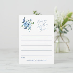 Cartão de Conselho Floral Azul Claro para a Noiva