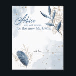 Cartão de Conselho Floral Moderno Dourado Azul<br><div class="desc">Um design moderno elegante em tons de azul com toques de dourado e brilho. Design coordenado no verso. Personalize com os detalhes do seu evento de forma fácil e rápida, basta pressionar o botão de personalizar. Itens correspondentes para completar a sua coleção de eventos estão disponíveis em nossa loja Zazzle!...</div>