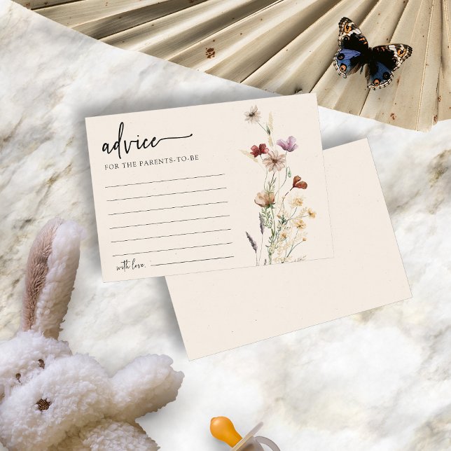 Cartão de Conselho Floral para Chá de Bebê (Baby Shower Floral Advice Card by Painted Paperie
)