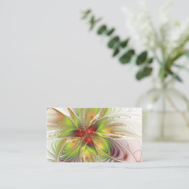 Cartão De Conselho Flores de fantasia fractal macias e ternas  (Em pé/Frente)