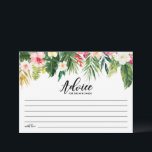 Cartão De Conselho Flores Tropicais De Aquarela Casando Novamente<br><div class="desc">Dar conselhos e votos aos recém-casados com este cartão de conselho. Apresenta ilustrações em aquarela de flores tropicais e verde com um padrão tropical correspondente para o verso da carta. Este cartão de aconselhamento será perfeito para temas tropicais e casamentos de verão. Itens correspondentes estão disponíveis.</div>