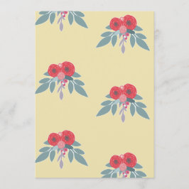 Cartão De Conselho Flores vermelhas e folhas verdes em castanho