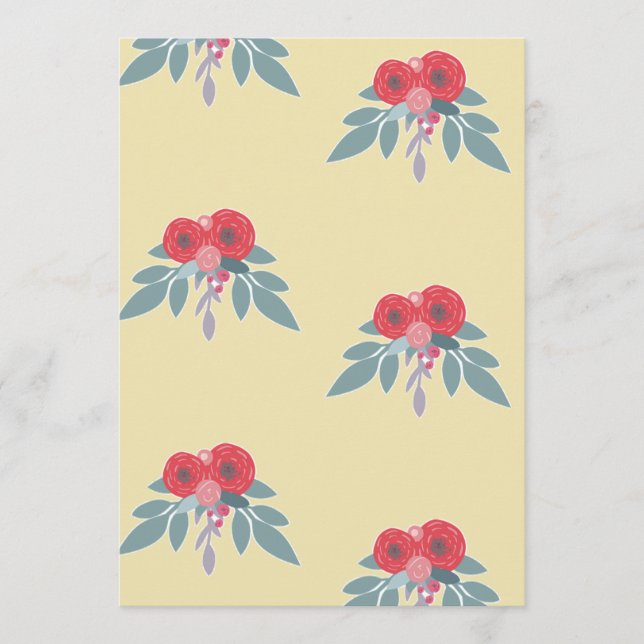 Cartão De Conselho Flores vermelhas e folhas verdes em castanho (Frente)