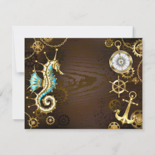 Cartão De Conselho Fundo de madeira com cavalo de mar mecânico