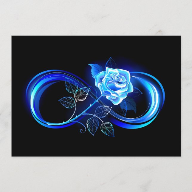Cartão De Conselho Glowing infinity with blue rose (Frente)