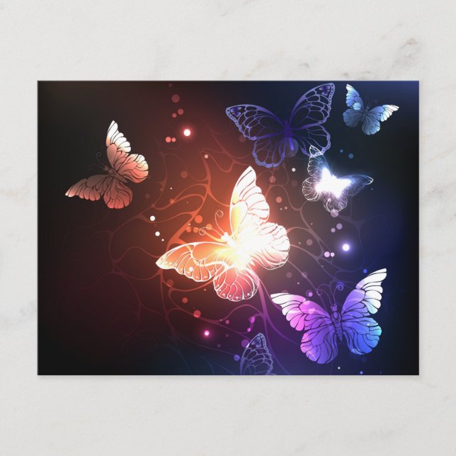 Cartão De Conselho Glowing Night Butterflies (Frente)
