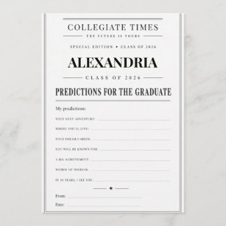 Cartão De Conselho Graduation Predictions Card, Class of 2026