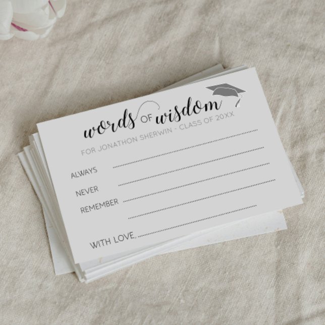 Cartão De Conselho Gray Graduation Words of Wisdom Advice Graduate (Criador carregado)