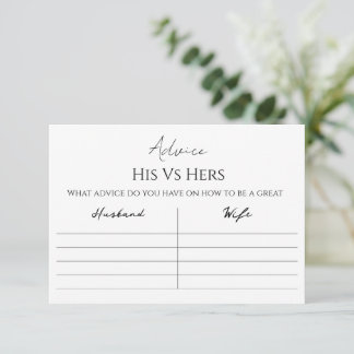 Cartão De Conselho His Vs Hers Advice Card