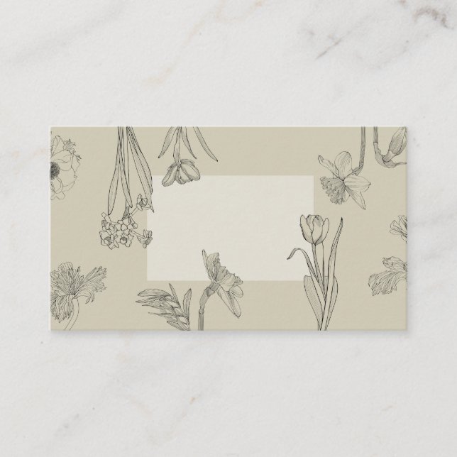 Cartão De Conselho Ilustração da linha de flores da primavera. (Frente)