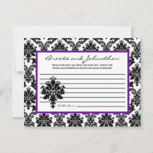Cartão De Conselho Lace de Damasco Roxo Preto da Placa de Aviso Escri