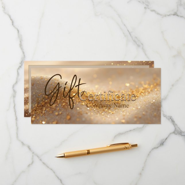 Cartão De Conselho Luxury Glitter Gold Abstract Gift Certificate (Frente/Verso In Situ)
