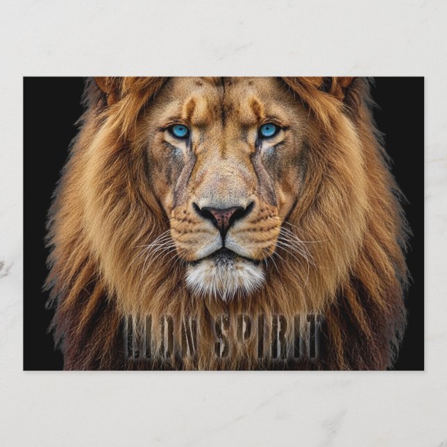 Cartão De Conselho Majestic Lion Face with Blue Eyes | Wildlife Anima (Frente)