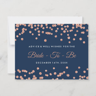 Cartão De Conselho Marinho rosa Dourado Glitter Confetti  Blue Bridal