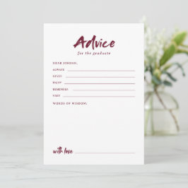Cartão De Conselho Maroon Simple Modern Brush Script Graduation