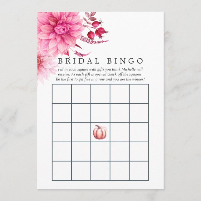 Cartão De Conselho Marsala - Borgonha e Blush Autumn Bridal Bingo (Frente)