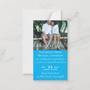 Cartão De Conselho Mudança de data Adiamento de casamento Foto Aqua