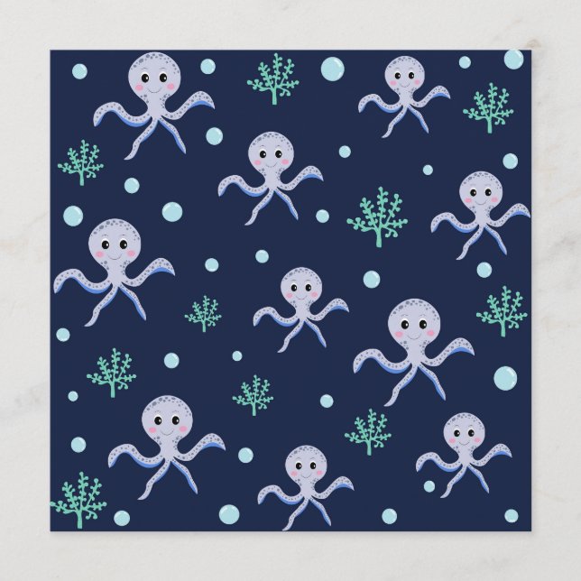 Cartão De Conselho Octopus sob o padrão das crianças do mar (Frente)