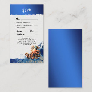 Cartão De Conselho Octopus tropical oceano laranja azul litoral