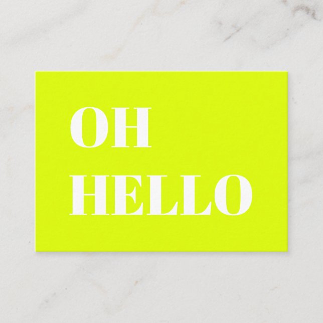 Cartão De Conselho Olá, ei, neon chartreuse branco verde (Frente)