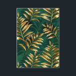 Cartão De Conselho Padrão contínuo com samambaias douradas<br><div class="desc">Padrão contínuo de ouro,  jóias,  galhos e folhas de samambaia brilhantes em um fundo verde,  florestal e texturizado. Samambaia dourada.</div>