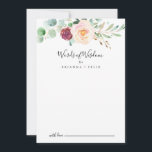Cartão De Conselho Palavras Contemporâneas Eucalyptus de Sabedoria<br><div class="desc">Esta história contemporânea de casamento de eucalipto com cartão de conselho de sabedoria é perfeita para um casamento simples. A design apresenta cor d'água púrpura, pincelada, bordo e adoráveis peonias burras com folhas verdes de eucalipto, inspiradora beleza artística. Estas cartas são perfeitas para um casamento, chá de panela, chá de...</div>