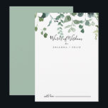 Cartão De Conselho Palavras de Casamento de Folhagem Verde Script de<br><div class="desc">Este guião de palavras de casamento de folhagem verde do cartão de conselho de sabedoria é perfeito para um casamento moderno. O design apresenta galhos e folhas botânicas elegantes e desenhadas a aquarela, desenhadas à mão, em belos buquês e padrões geométricos. Estas cartas são perfeitas para um casamento, chá de...</div>
