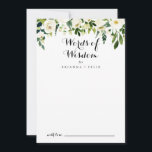 Cartão De Conselho Palavras de Casamento Floral Branco Verde de Sabed<br><div class="desc">Este cartão de conselho floral verde e floral é perfeito para um casamento rústico. O design apresenta elegantes pedras brancas de aquarela com folhagem verde. Estas cartas são perfeitas para um casamento, chá de panela, chá de fraldas, festa de formatura e muito mais. Personalize as cartas com os nomes da...</div>