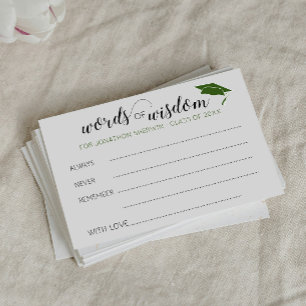 Cartão De Conselho Palavras de Graduação Verde do Formando de Conselh