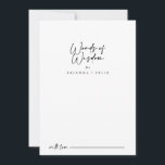 Cartão De Conselho Palavras de Sabedoria Modernas e Elegantes<br><div class="desc">Este moderno e elegante cartão de conselho é perfeito para um casamento rústico. O design simples e elegante apresenta a tipografia de scripts clássicos e ricos em preto e branco. Estas cartas são perfeitas para um casamento, chá de panela, chá de fraldas, festa de formatura e muito mais. Personalize as...</div>