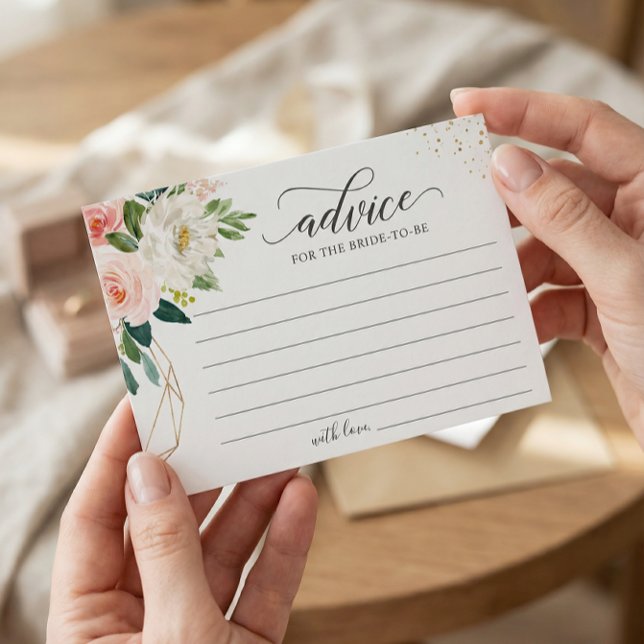 Cartão De Conselho Palavras Elegantes Florais Douradas do Rosa Blush (Criador carregado)