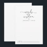 Cartão De Conselho Palavras Simples de Casamento Calliográfico da Sab<br><div class="desc">Esta simples caligrafia, palavras de casamento de sabedoria é perfeita para um casamento rústico. O design simples e elegante apresenta a tipografia de scripts clássicos e ricos em preto e branco. Estas cartas são perfeitas para um casamento, chá de panela, chá de fraldas, festa de formatura e muito mais. Personalize...</div>
