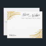 Cartão De Conselho Palma Dourada deixa conselhos de casamento e cartõ<br><div class="desc">Frentes modernas de palmeiras tropicais de ouro num cartão de casamento moderno e elegante. Perfeito para casamentos de praia tropical. * * * * * * * * * * * * Clique em PERSONALIZAR AINDA MAIS para alterar a cor de fundo, as fontes e a disposição do texto.* *...</div>