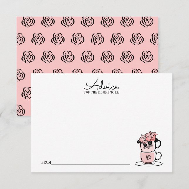 Cartão de Conselho para a Mamãe do Chá de Bebê Tea (Frente/Verso)