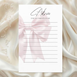 Cartão de Conselho para Chá de Bebê com Laço Rosa