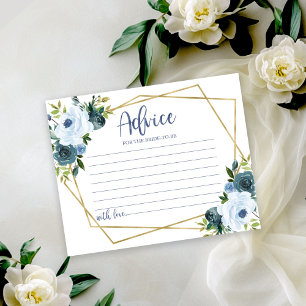 Cartão de Conselho para Chá de Noiva Floral Azul P
