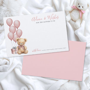 Cartão de Conselho para Chás de Bebê do Urso Rosa