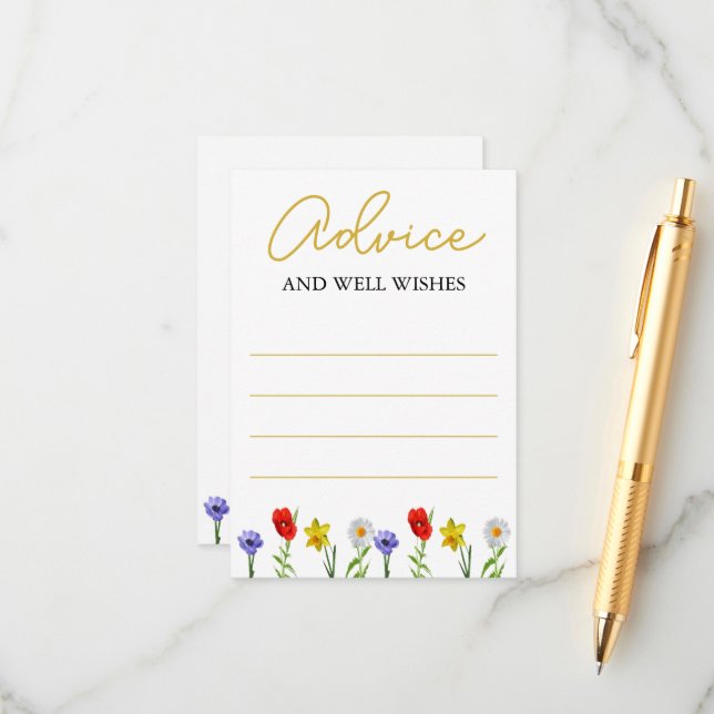 Cartão De Conselho Pequeno Chá de fraldas de flor selvagem (Frente/Verso In Situ)