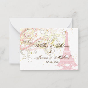 Cartão De Conselho PINK EIFFEL TOWER+WISHES+AVISO DO PixDezines
