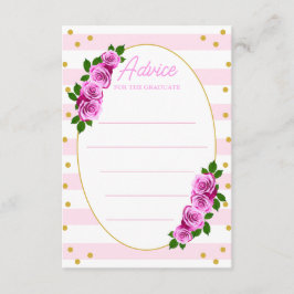 Cartão De Conselho Pink Roses Striped Graduation Brunch