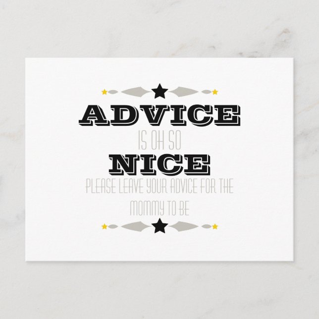 CARTÃO DE CONSELHO PLACA DE AVISO DO CHÁ DE FRALDAS (Frente)