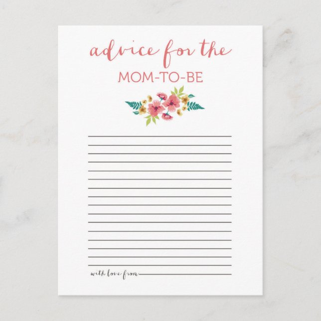 Cartão De Conselho Placa de Chá de fraldas Floral Position (Frente)