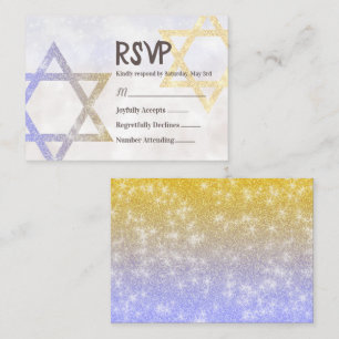Cartão De Conselho Placa RSVP de Estrelas Shimmery