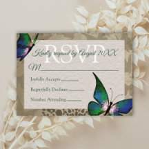 Placa RSVP Vintage Green Butterfly Quinceañera