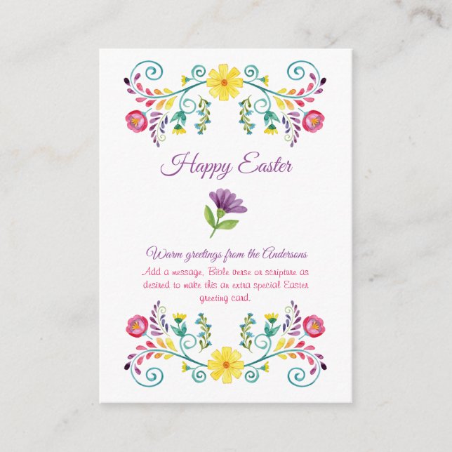 Cartão De Conselho Placas de Páscoa Múltiplas Orçamento FLORAL 100 FO (Frente)