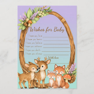 Cartão De Conselho Purple and Mint Woodland Animals Wishes for Baby