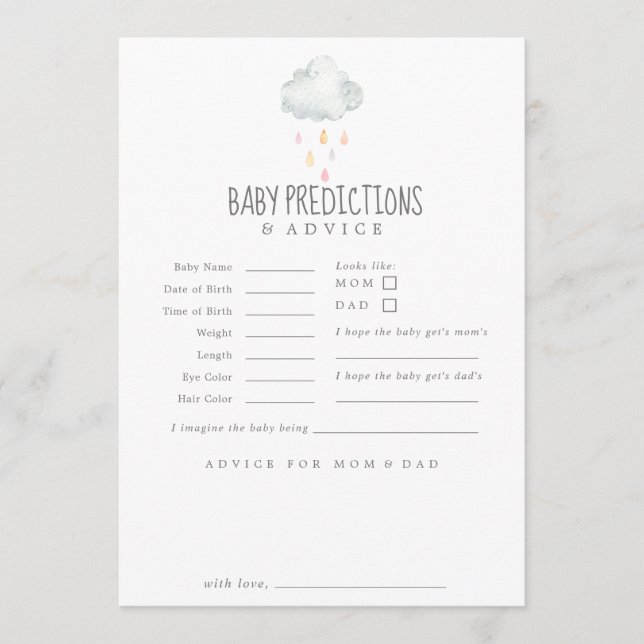 Cartão De Conselho Rain Cloud Girl Predictions & Advice Card (Frente)