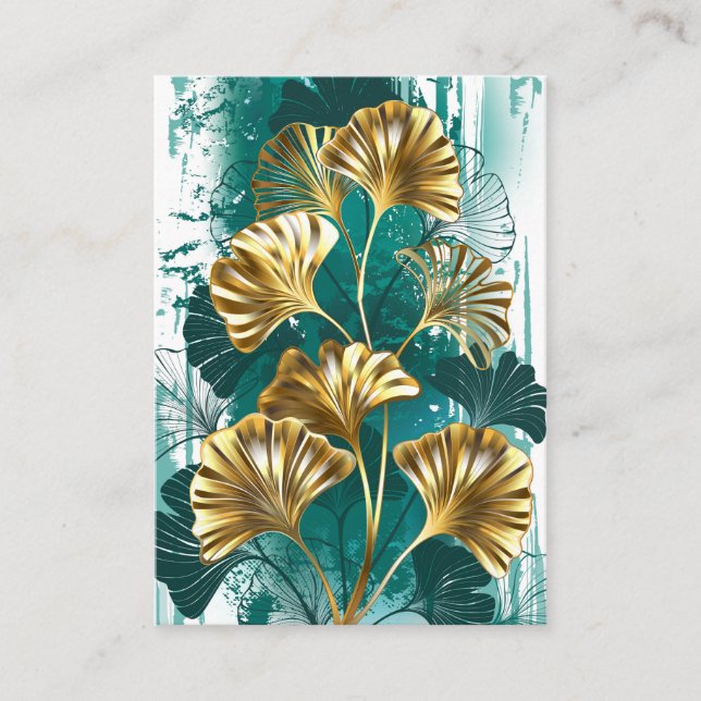 Cartão De Conselho Ramificação com Ouro deixa Ginko Biloba (Frente)