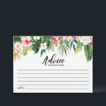 Cartão De Conselho Recém-Casados Casamento Flores Tropicais Aquarela<br><div class="desc">Dê conselhos e votos de felicidade aos recém-casados com este cartão de conselhos de casamento. Ele apresenta ilustrações de aquarela de flores tropicais e folhagens com um padrão tropical correspondente para o verso do cartão. Este cartão de conselhos será perfeito para temas tropicais e casamentos de verão. Itens correspondentes estão...</div>